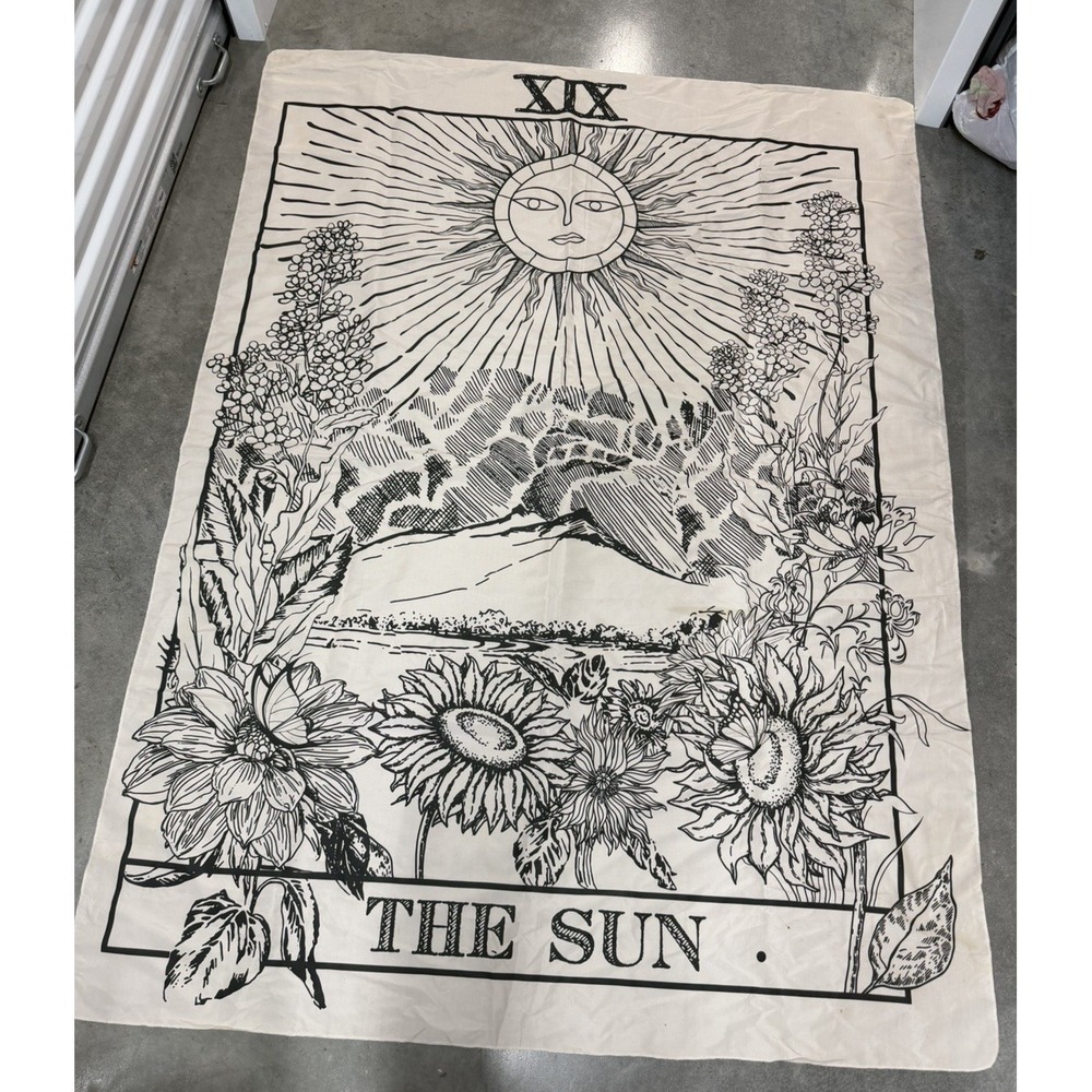 Unbranded beige boho floral 'The Sun' tapestry 79x58